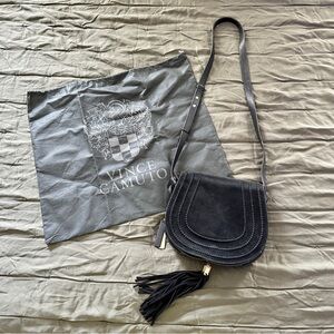 Vince Camuto Black Suede Izzi Saddle Bag w/ Dust Bag